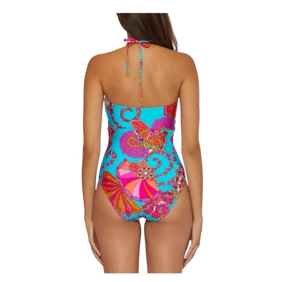 Trina Turk Meilani Lace Up Bandeau One-Piece Swimsuit NWT Size 10. - Picture 5 of 12